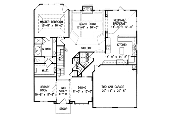 Floor Plan - Main Floor for Traditional House Plan #54-139 - 4 bed, 3.5 bath