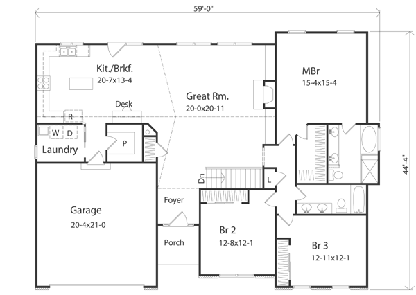 Architectural House Design - Traditional Floor Plan - Main Floor Plan #22-418
