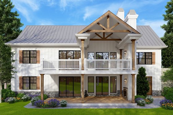 Exterior - Rear Elevation for Farmhouse House Plan #54-547 - 3 bed, 2.5 bath