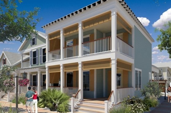 Exterior - Front Elevation for Beach House Plan #442-4 - 3 bed, 2.5 bath