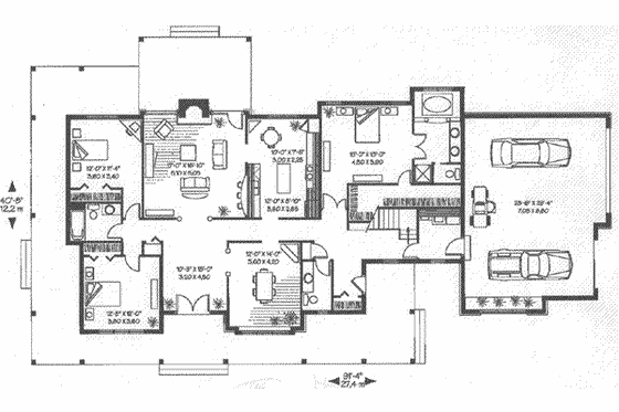 Floor Plan - Main Floor for Traditional House Plan #23-255 - 3 bed, 2.5 bath