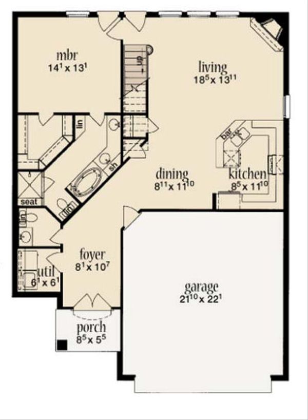 House Design - Cottage Floor Plan - Main Floor Plan #36-457