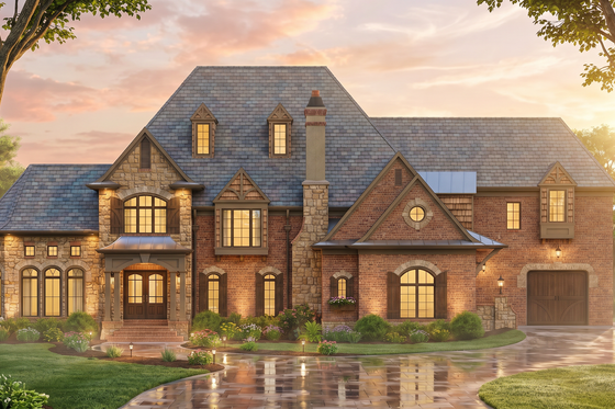 Exterior - Front Elevation for Classical House Plan #54-701 - 5 bed, 4.5 bath