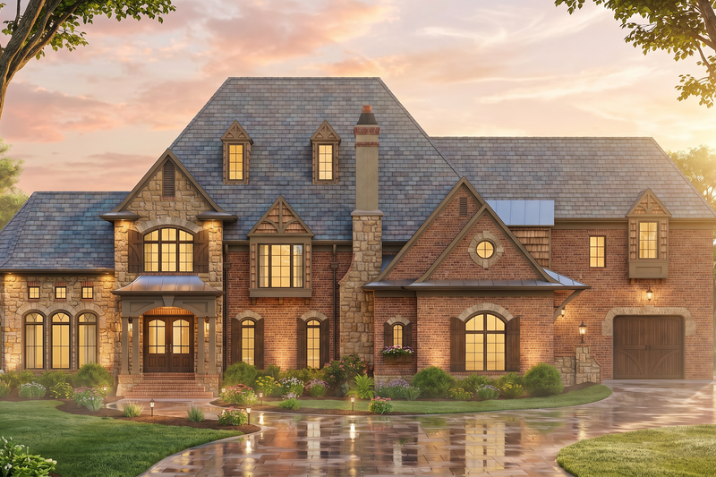 Exterior - Front Elevation 2 for Classical House Plan #54-701 - 5 bed, 4.5 bath