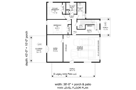 Floor Plan - Main Floor for Modern House Plan #932-657 - 3 bed, 2.5 bath