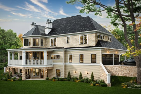 Exterior - Rear Elevation 1 for European House Plan #119-152 - 4 bed, 2.5 bath