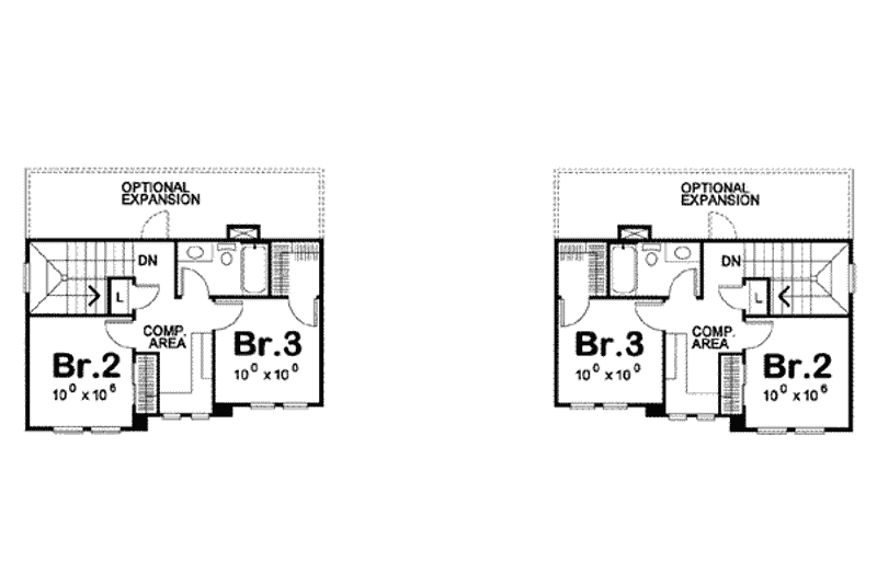 House Blueprint - Floor Plan - Upper Floor for Cottage House Plan #20-1347 - 3 bed, 2.5 bath