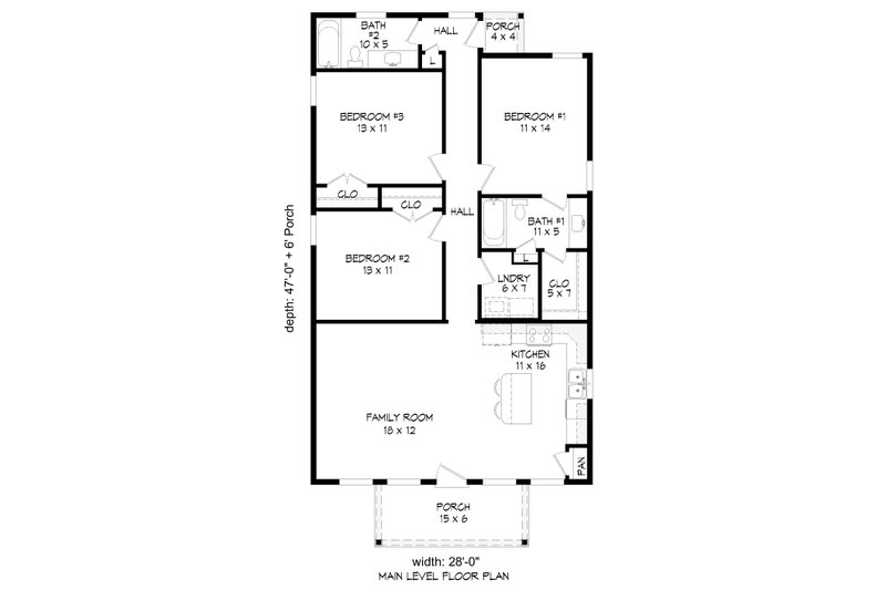 House Blueprint - Floor Plan - Main Floor for Country House Plan #932-1410 - 3 bed, 2 bath