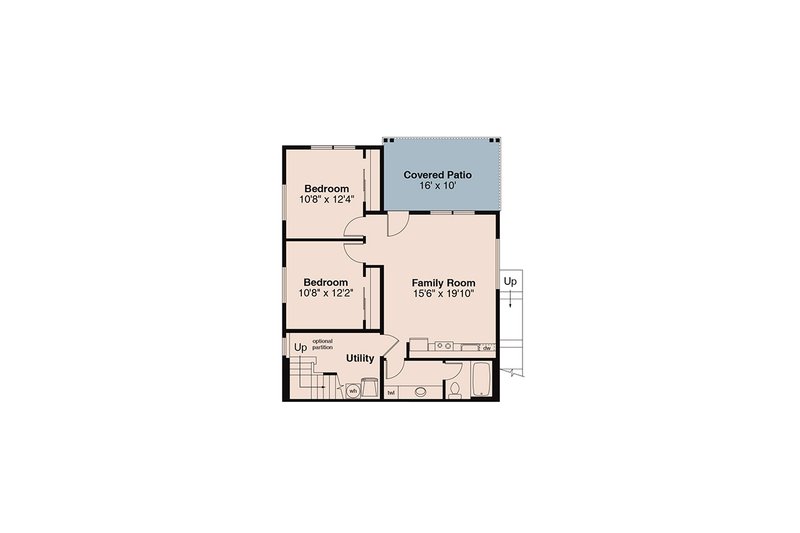 House Blueprint - Floor Plan - Lower Floor for Cottage House Plan #124-1463 - 3 bed, 2 bath