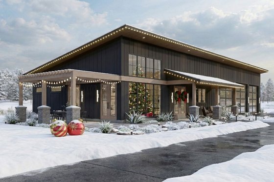Exterior - Front Elevation 3 for Barndominium House Plan #455-252 - 2 bed, 2 bath