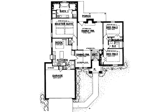 Floor Plan - Main Floor for European House Plan #40-315 - 3 bed, 2 bath