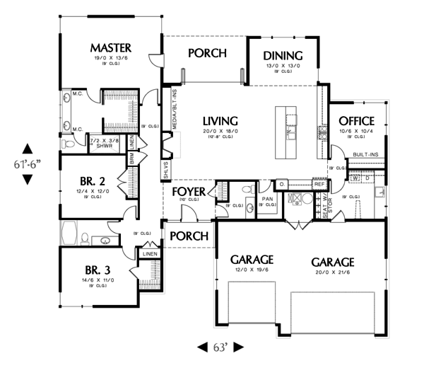 Modern Floor Plan - Main Floor Plan #48-603