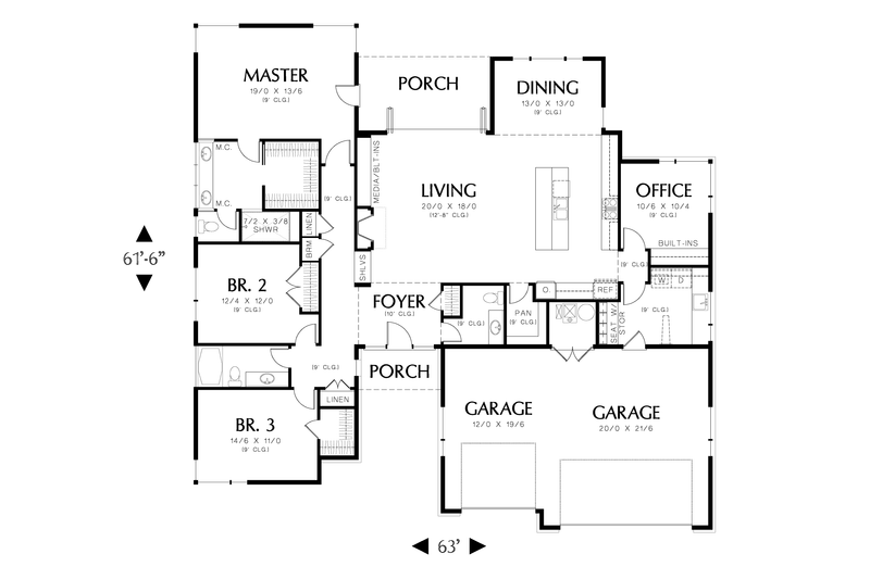 Home Plan - Floor Plan - Main Floor for Modern House Plan #48-603 - 4 bed, 2.5 bath