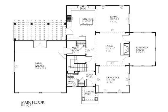 Floor Plan - Main Floor for Farmhouse House Plan #901-92 - 3 bed, 3.5 bath
