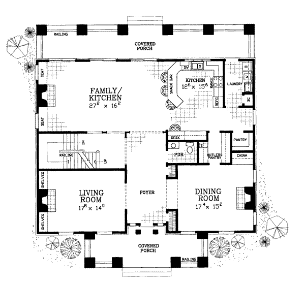 Architectural House Design - Classical Floor Plan - Main Floor Plan #72-188
