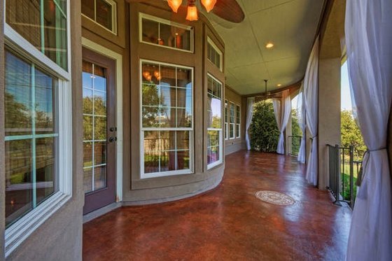 Exterior - Covered Porch 1 for Mediterranean House Plan #80-184 - 5 bed, 3 bath