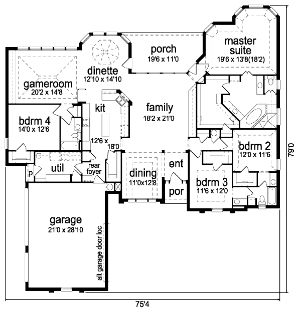 Architectural House Design - Traditional Floor Plan - Main Floor Plan #84-399