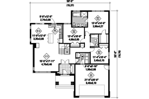 Floor Plan - Main Floor for Prairie House Plan #25-4460 - 3 bed, 2 bath