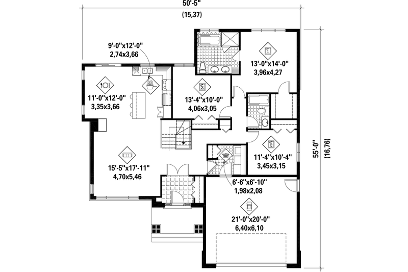 House Plan Design - Floor Plan - Main Floor for Prairie House Plan #25-4460 - 3 bed, 2 bath