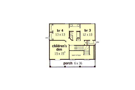Floor Plan - Upper Floor for Southern House Plan #16-223 - 5 bed, 3 bath