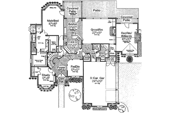 Floor Plan - Main Floor for European House Plan #310-504 - 3 bed, 3.5 bath