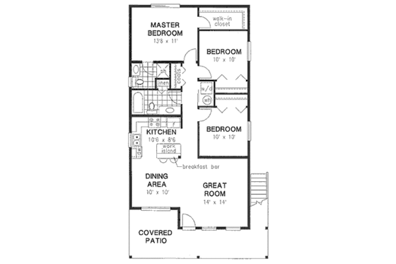 Floor Plan - Main Floor for Traditional House Plan #18-4511 - 3 bed, 2 bath
