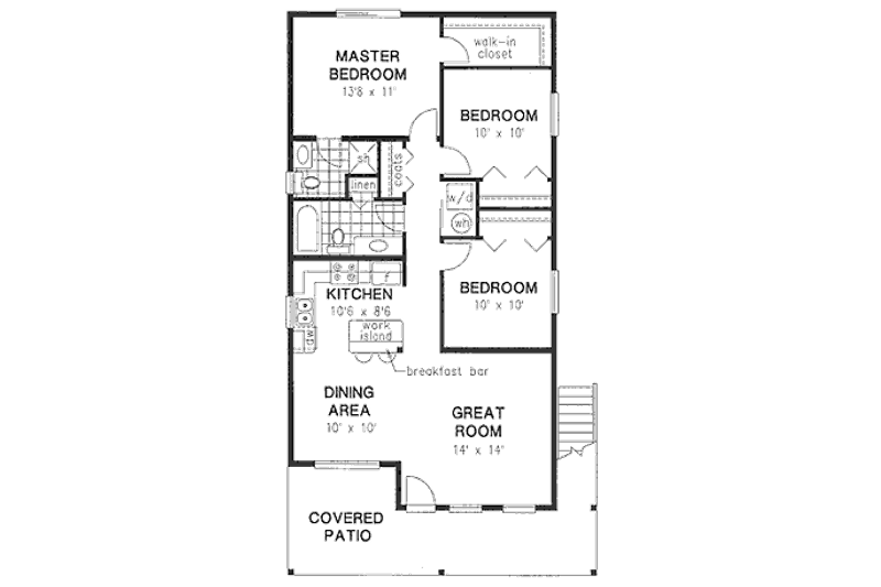 House Design - Floor Plan - Main Floor for Traditional House Plan #18-4511 - 3 bed, 2 bath