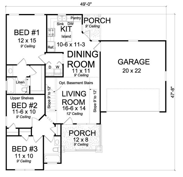 Traditional Floor Plan - Main Floor Plan #513-2072