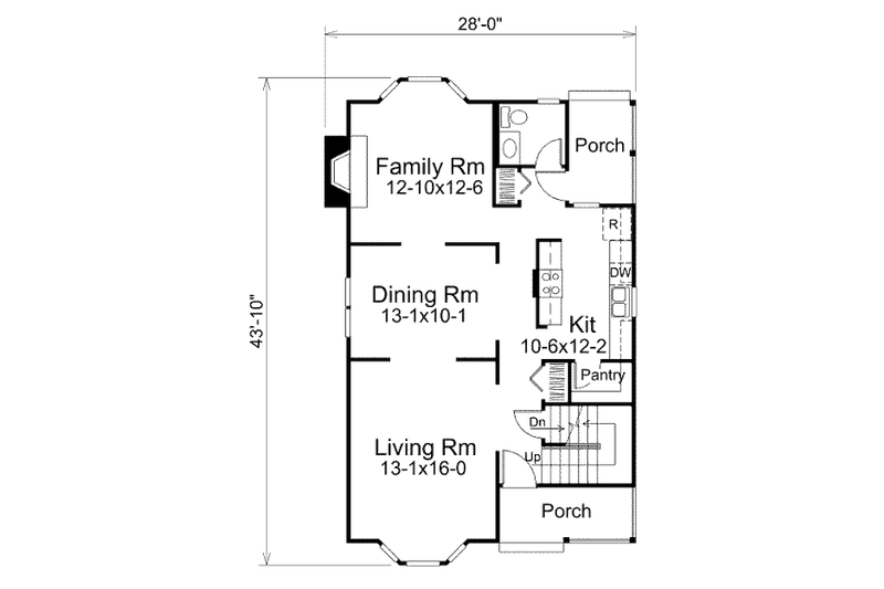 Architectural House Design - Floor Plan - Main Floor for Victorian House Plan #57-436 - 2 bed, 1.5 bath