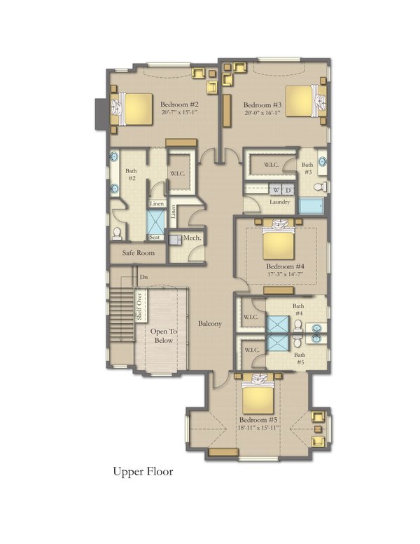 Traditional Floor Plan - Upper Floor Plan #1057-40