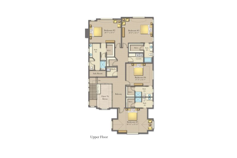 House Design - Floor Plan - Upper Floor for Traditional House Plan #1057-40 - 5 bed, 6 bath