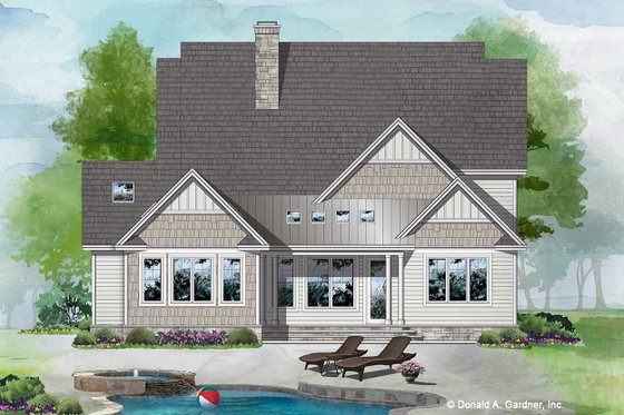 Exterior - Rear Elevation for Cottage House Plan #929-1108 - 4 bed, 3 bath