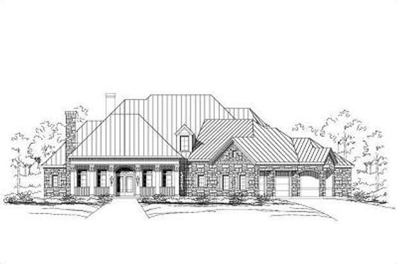 Exterior - Front Elevation for Country House Plan #411-267 - 4 bed, 4 bath