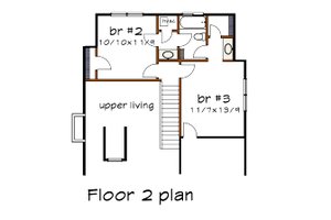 Floor Plan - Upper Floor for Bungalow House Plan #79-314 - 3 bed, 2.5 bath