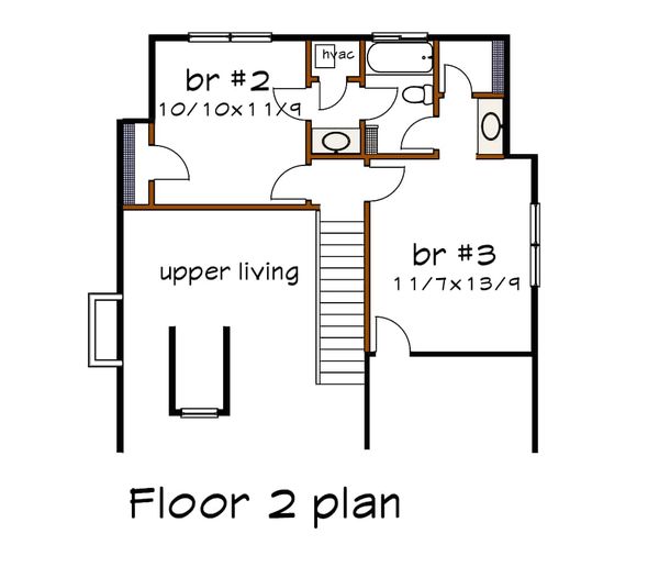 Architectural House Design - Bungalow Floor Plan - Upper Floor Plan #79-314
