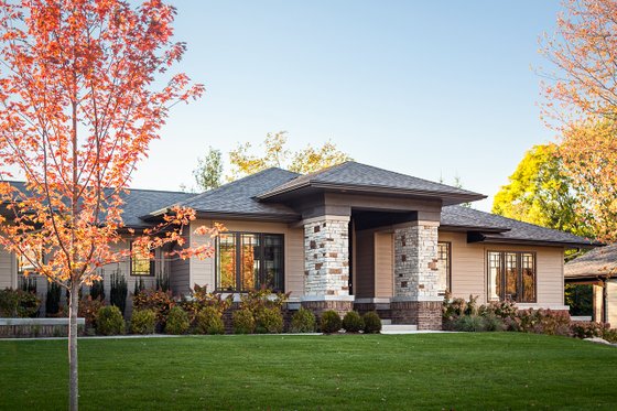 Exterior - Front Elevation 3 for Prairie House Plan #928-279 - 5 bed, 3 bath