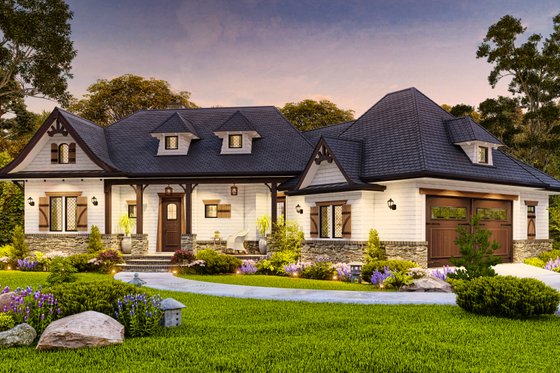 Exterior - Front Elevation 3 for Craftsman House Plan #54-707 - 3 bed, 2 bath