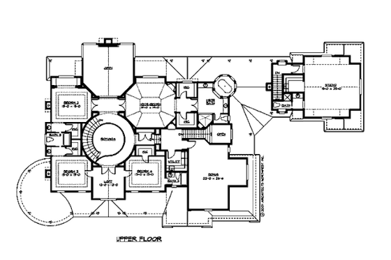 Floor Plan - Upper Floor for Country House Plan #132-180 - 4 bed, 4.5 bath