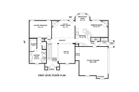 Floor Plan - Main Floor for Traditional House Plan #81-13816 - 4 bed, 2.5 bath