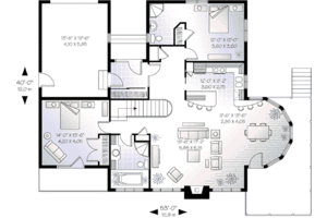 Floor Plan - Main Floor for Modern House Plan #23-605 - 3 bed, 3.5 bath