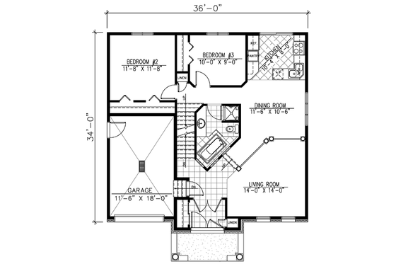 Floor Plan - Main Floor House Plan #138-203 - 4 bed, 2 bath