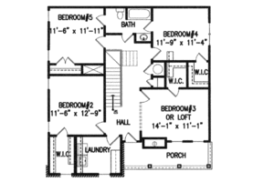 Floor Plan - Upper Floor for Southern House Plan #54-148 - 4 bed, 2.5 bath