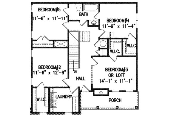 Southern Floor Plan - Upper Floor Plan #54-148