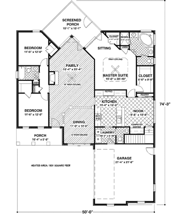 Southern Floor Plan - Main Floor Plan #56-580