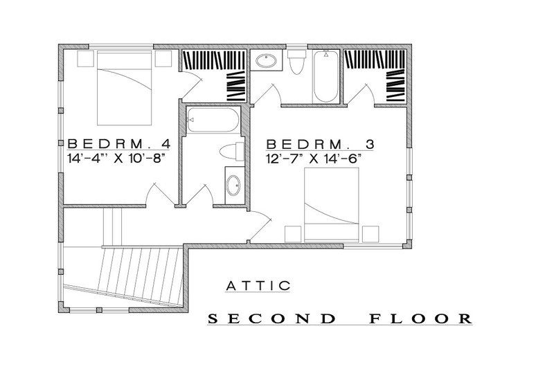 House Blueprint - Floor Plan - Upper Floor for Prairie House Plan #935-27 - 4 bed, 4 bath