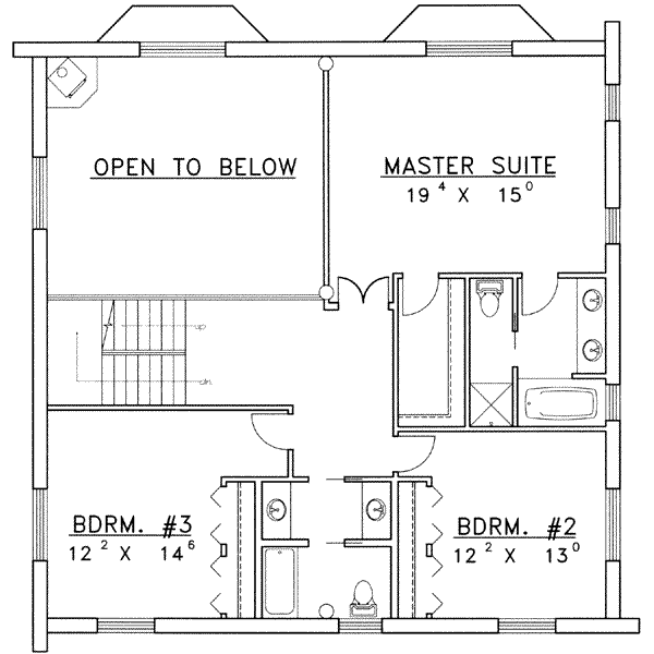 Log Floor Plan - Upper Floor Plan #117-407