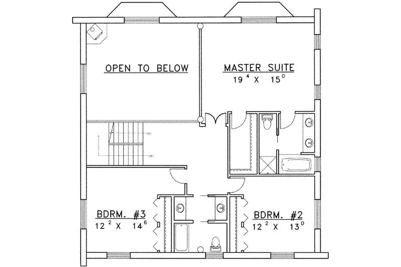 Dream House Plan - Floor Plan - Upper Floor for Log House Plan #117-407 - 3 bed, 3 bath