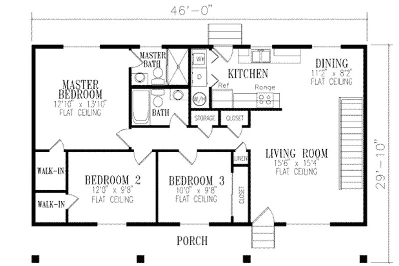 House Design - Floor Plan - Main Floor for Adobe / Southwestern House Plan #1-178 - 3 bed, 2 bath