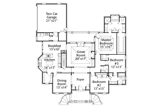 Floor Plan - Main Floor for Colonial House Plan #429-5 - 3 bed, 2.5 bath