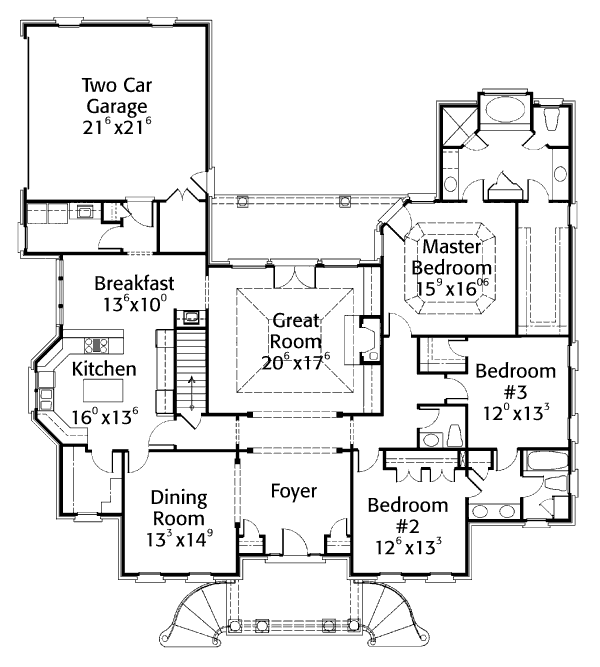 Architectural House Design - Colonial Floor Plan - Main Floor Plan #429-5